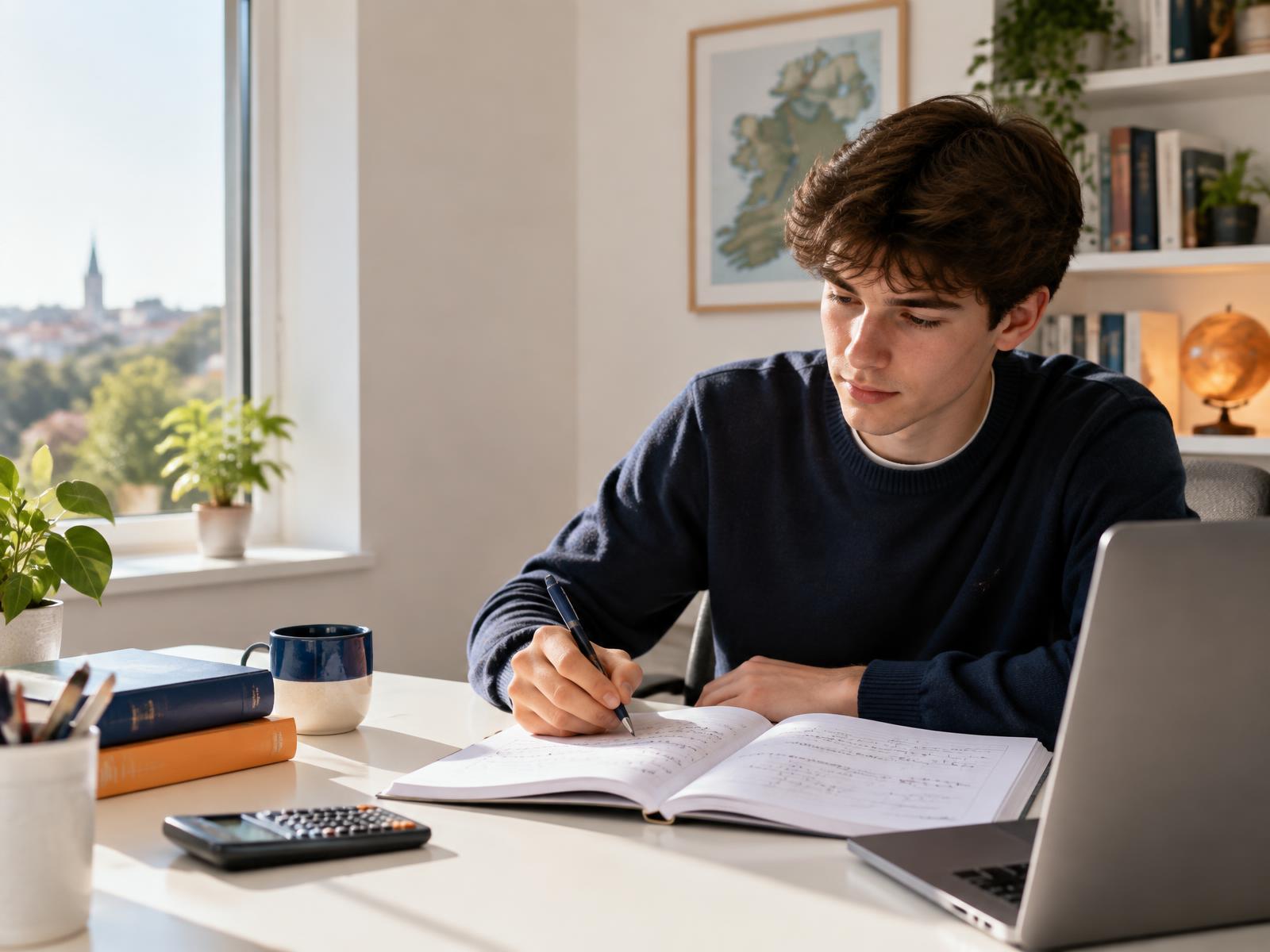 IB student studying mathematics at home